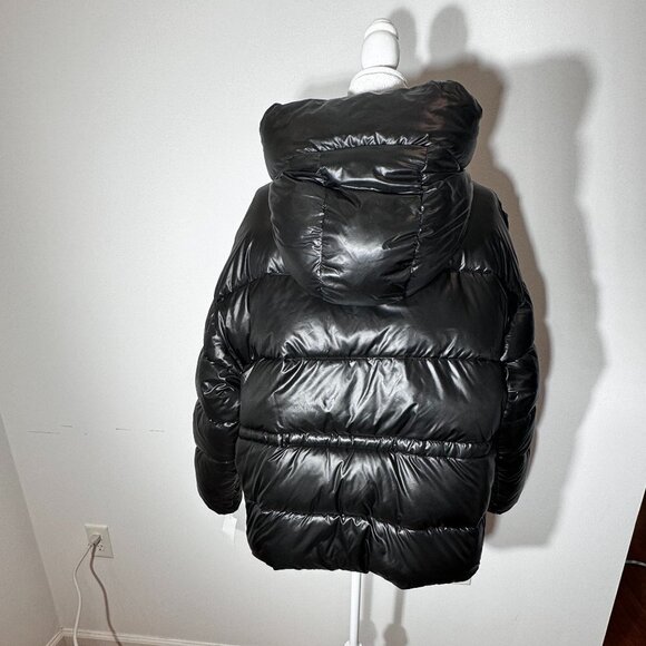 NWT BCBG MAX AZRIA Black Tweed Padded Zip Up Hooded Coat - XL - Picture 6 of 10